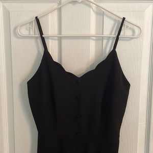 Black Sleeveless Mini Babydoll Dress with Scalloped Neckline